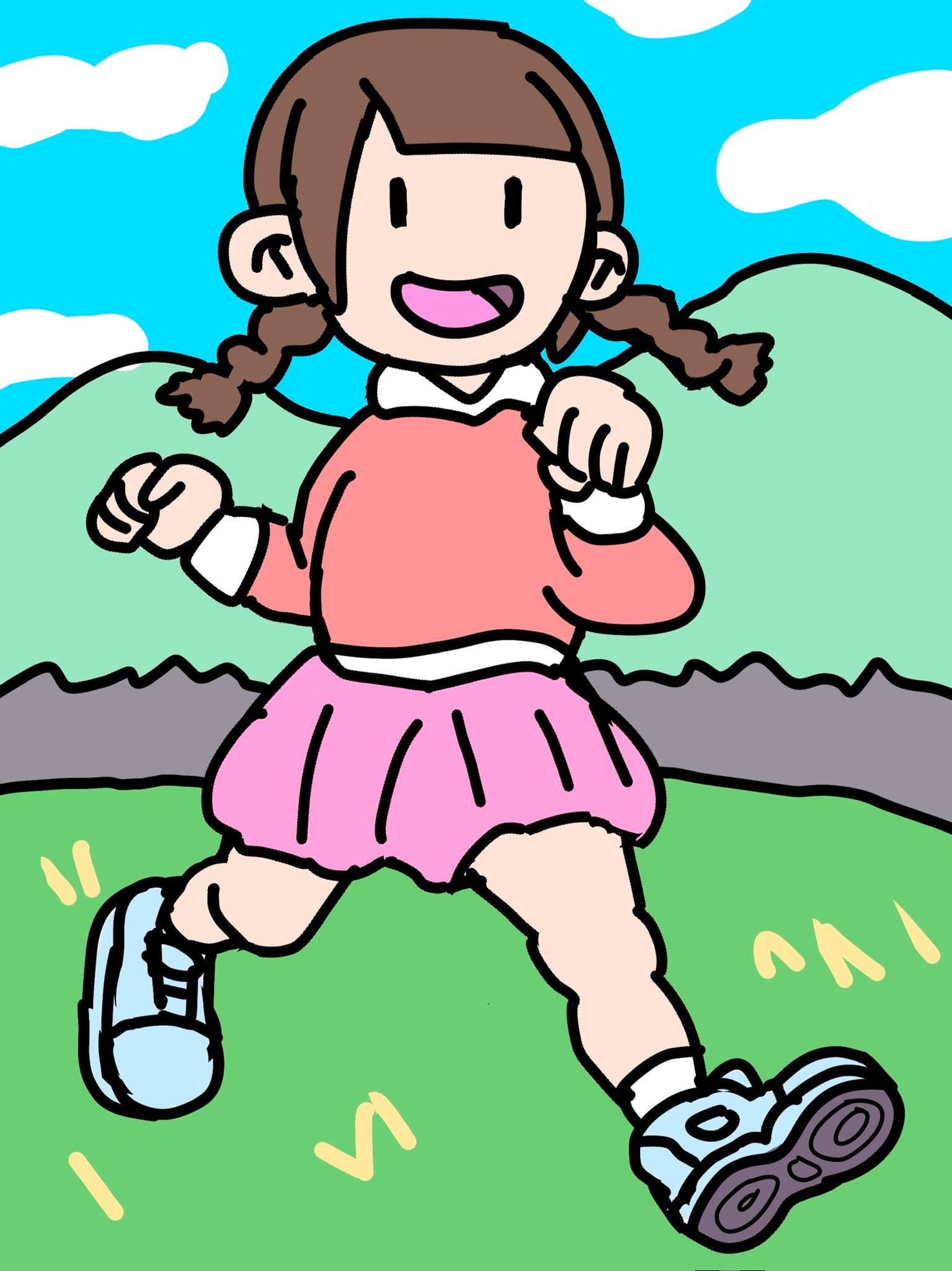 走る女の子のイラスト